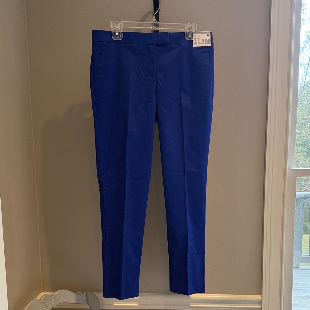 NWT New York & Company Royal Blue Slim Pants Size 10 Average Ankle